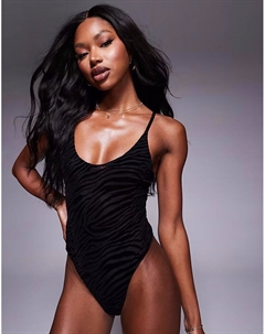 Мягкий боди Mila с тигровым принтом, черный Asos design