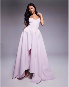 Платье макси премиум-класса с лифом ками и асимметричной юбкой из ткани в стиле «скуба» сиреневого цвета Asos design