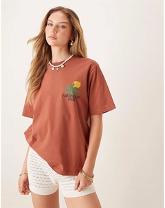 Футболка свободного кроя с абстрактной праздничной графикой, оранжево-коричневый Asos design