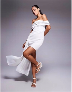 Премиальное мини-платье с отворотом и поясом из белой ткани в стиле «скуба» Asos design