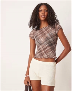 Сетчатая футболка в коричневую клетку Asos design