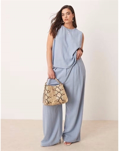 Широкие брюки Curve со складками спереди и льняным комбинезоном синего цвета Asos design