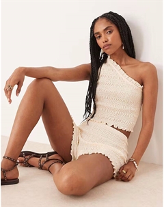 Топ на одно плечо со сборками цвета слоновой кости Asos design