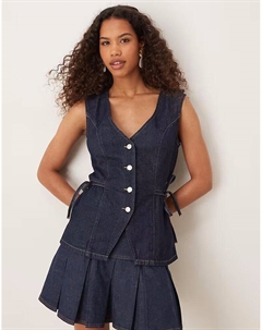 Джинсовый жилет с завязками по бокам цвета индиго Asos design