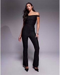 Классические узкие брюки-клеш в черную тонкую полоску Asos design