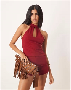 Топ-халтер с вырезом-замком бордового цвета Asos design