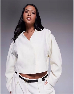 Укороченный фактурный блейзер Curve кремового цвета Asos design