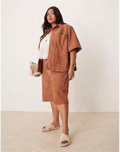 Замшевые шорты-бермуды Curve, бежевого цвета Asos design