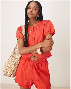 Топ с оборкой красного цвета Asos design