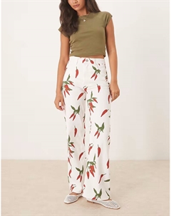 Джинсы dad с принтом перца чили цвета кремовый Asos design