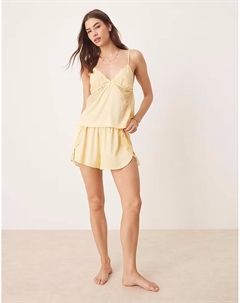 Комплект ночного белья с отделкой из атласного кружева, желтого цвета Abercrombie & fitch