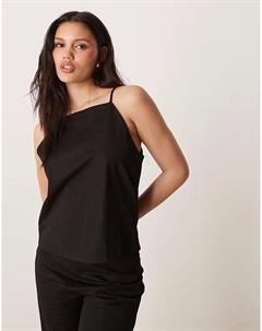 Топ-комбинация из льна с квадратным вырезом, черный цвет Mango