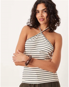 Топ-халтер в полоску кремового цвета Asos design