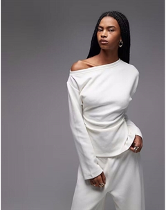 Футболка Supersoft с корсетом и открытыми плечами, кремового цвета Asos design