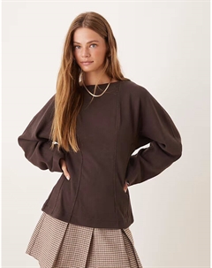 Супермягкий топ с длинными рукавами и вырезом-лодочкой шоколадного цвета Asos design