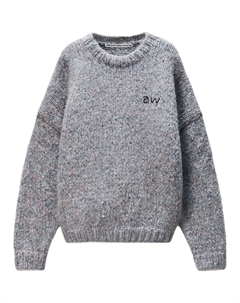 Вышитый свитер с круглым вырезом, серый Alexander wang