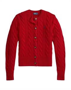 Кардиган с узором "косичка", красный Polo ralph lauren