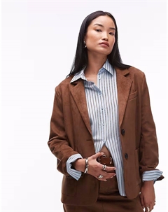 Пиджак из искусственной замши с карманом спереди, цвет кэмел, коричневый 4th & reckless