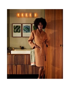 Халат Гейша из высококачественного вафельного пикé, коричневый Kayori