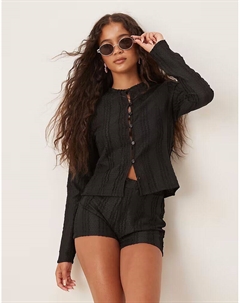 Черный кардиган с фактурной отделкой на пуговицах Asos design
