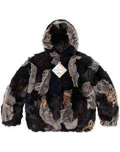 Куртка с капюшоном из искусственного меха patchwork windstopper унисекс, черный Supreme