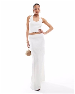 Трикотажная макси-юбка белого цвета 4th & reckless