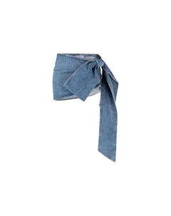 Джинсовая мини-юбка oversize с бантом, синий Blumarine