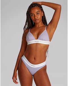 Бюстгальтер-бикини из модала в рубчик сиреневого цвета Calvin klein