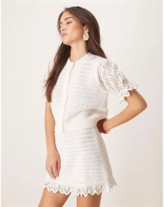 Белый кардиган с интересным узором и ткаными рукавами Asos design