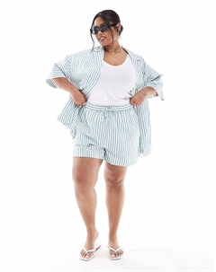 Боксеры-шорты Curve из сирсакера в синюю полоску Asos design