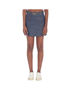 Джинсовая юбка с логотипом, синий Celine