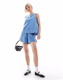 Мягкие джинсовые шорты, средне-синего цвета, без застежек Asos design