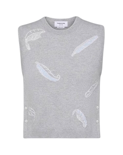 Футболка с интарсией из кашемира, светло-серый Thom browne