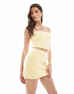 Мини-юбка с карманами, цвет бледно-желтый Pull & bear