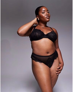 Кружевные стринги Curve Aurora черного цвета Asos curve