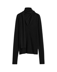 Шарф с драпировкой тонкий трикотажный топ TOTEME, черный Toteme