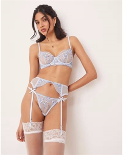 Трусики-стринги Sofia с цветочным принтом василькового цвета Kat the label