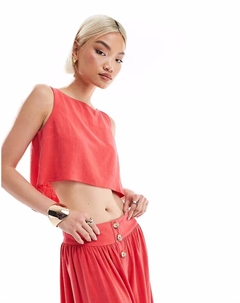 Топ без рукавов из льняной смеси кораллового цвета Asos design