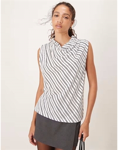 Топ без рукавов с воротником-хомут в однотонную полоску Asos design