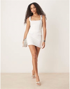 Мини-юбка с отделкой стразами белого цвета Asos design