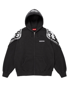 Толстовка с капюшоном Wings Zip Up унисекс, черный Supreme