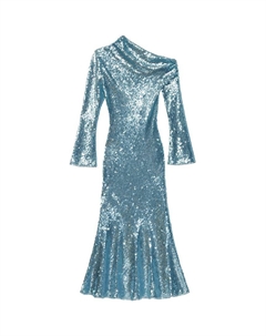 Женское платье с длинными рукавами Self Portrait в туманно-голубом цвете Self-portrait