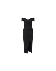 Классическое черное платье с коротким рукавом Self-portrait