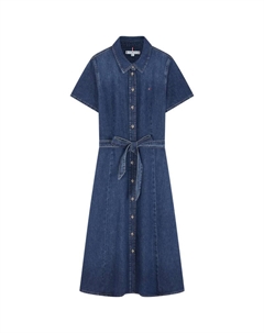 Женское платье с коротким рукавом деним blue Tommy hilfiger