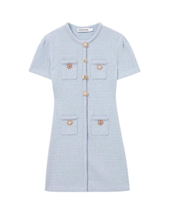 Женское платье с коротким рукавом Self portrait в туманно-голубом цвете Self-portrait