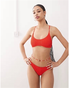 Бикини-топ Sun с глубоким круглым вырезом, эксклюзивно, красного цвета Weekday