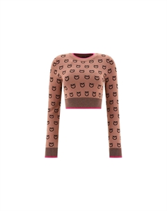 Обрезанный свитер с круглым вырезом, коричневый Pinko
