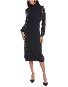 Платье миди из смесовой шерсти, шелка и кашемира, черный Peserico