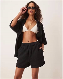 Шорты из марли с необработанными краями, черный цвет Asos design