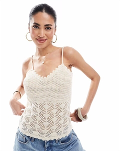 Вязаный топ-комбинезон кремового цвета Vero moda